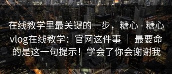 在线教学里最关键的一步，糖心 - 糖心vlog在线教学：官网这件事 ｜ 最要命的是这一句提示！学会了你会谢谢我